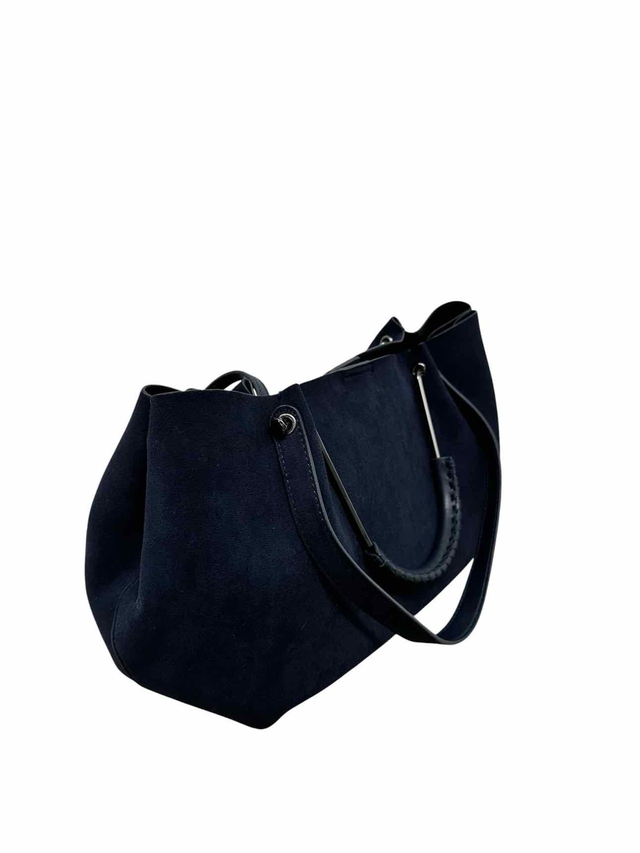 House of Harlow 1960 Luxe Satchel Navy Faux Suede Shoulder Bag