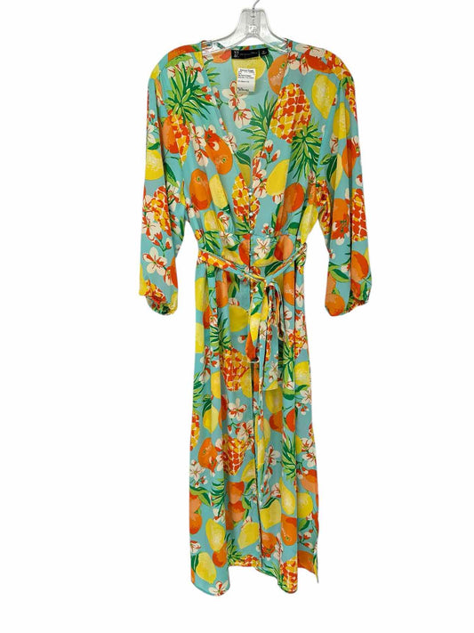 New York & Company Multi-Color 3/4 Sleeve Midi Dress Size XL