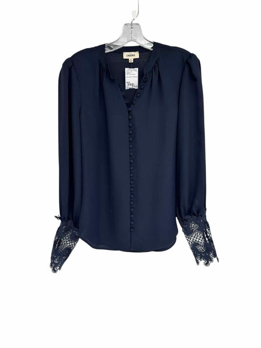 L'Agence Ava Lace Cuff Blouse Navy Size M