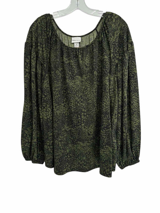 Ava & Viv Green Size 1X Long Sleeve Top