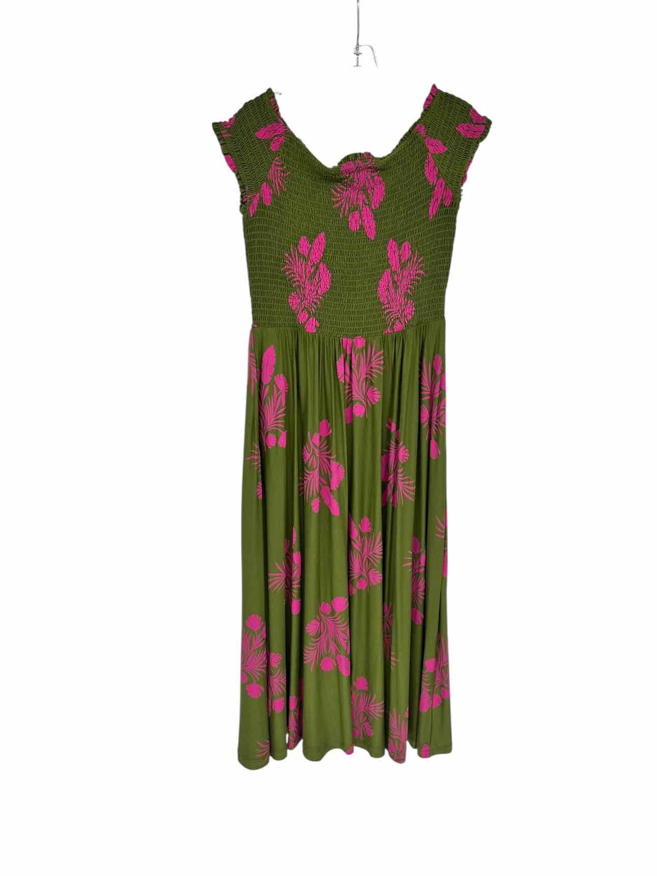 Boden Angelica Smocked Top Midi Dress Green Size 6R **NEW**