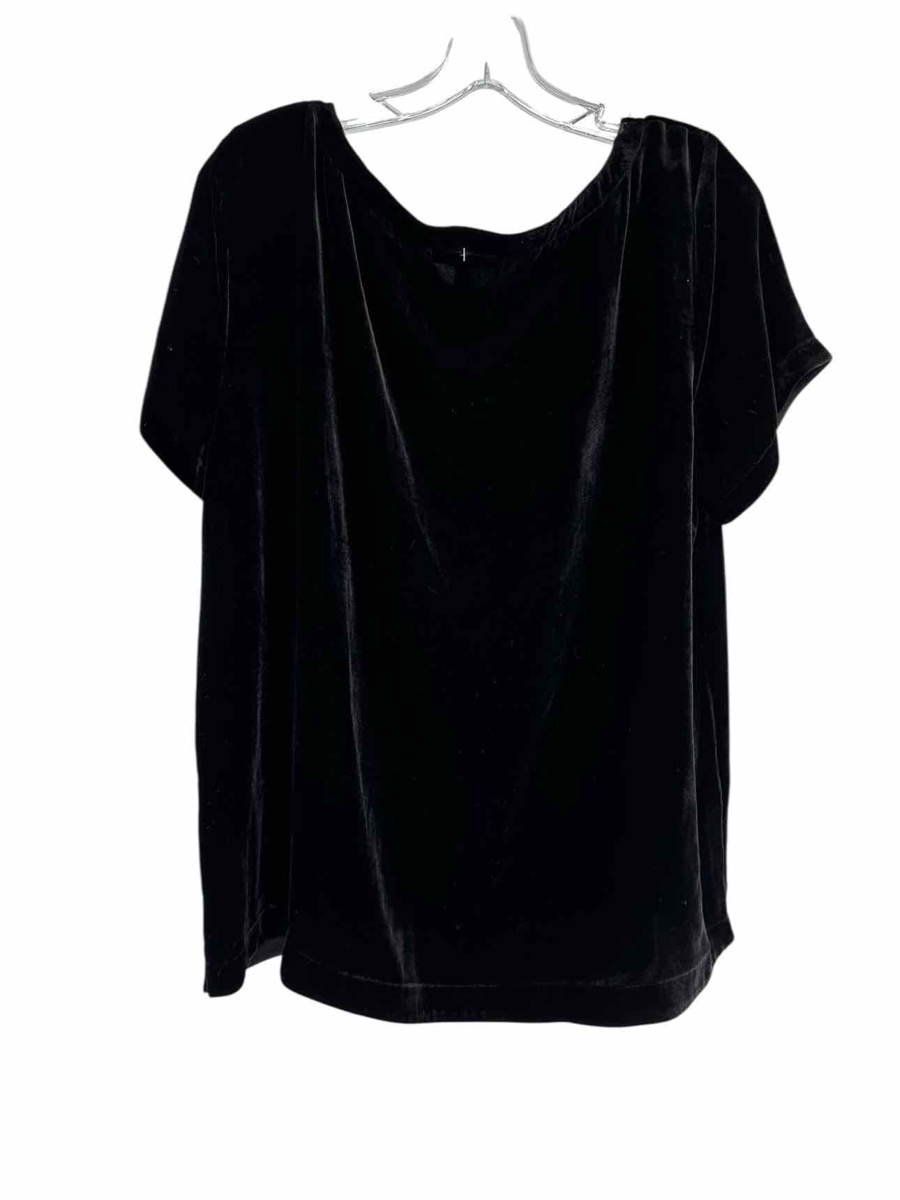 Eileen Fisher Bateau Neck Black Short Sleeve Top Size L