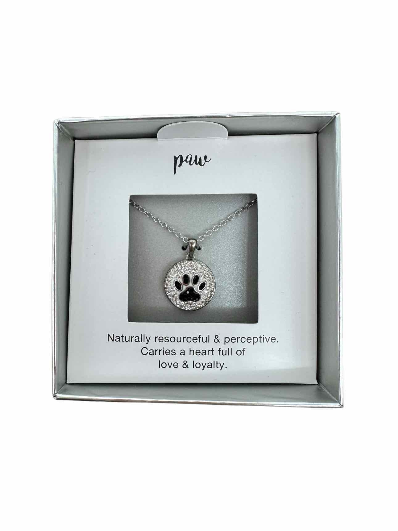 Sterling Silver Cubic Zirconia Paw Print Necklace **NEW**