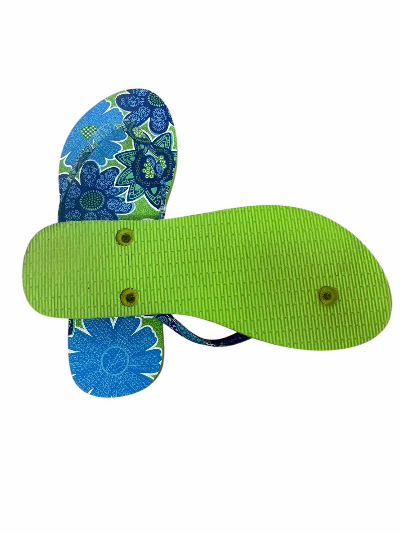 Vera Bradley Doodle Daisy Blue Flip Flops Shoe Size 9/10 **NEW**