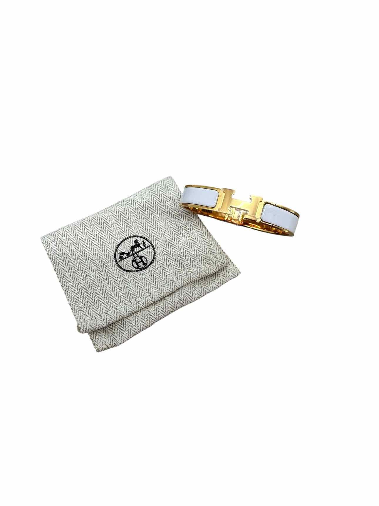 Hermes Clic H Bracelet PM in Yellow Gold & Blanc **NEW**
