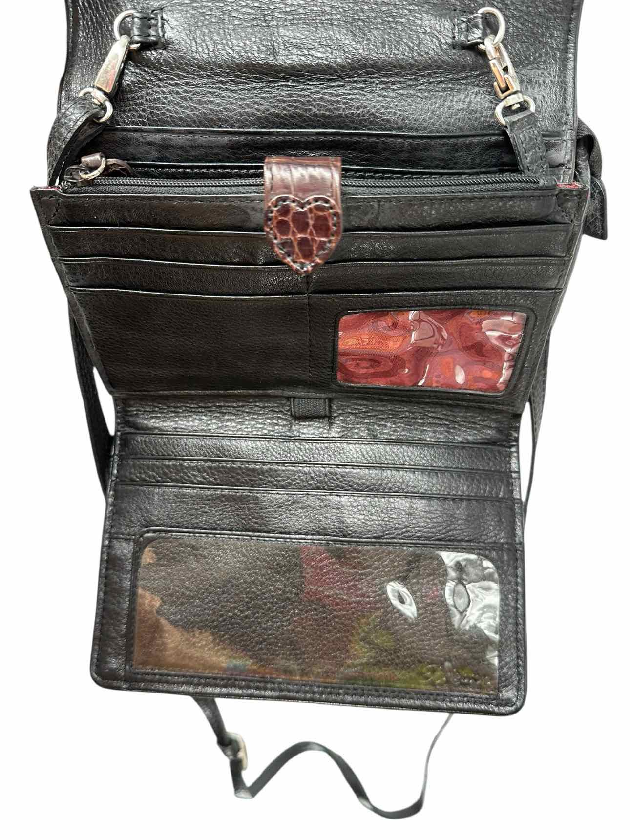 Brighton Nepal Organizer Black Leather Crossbody