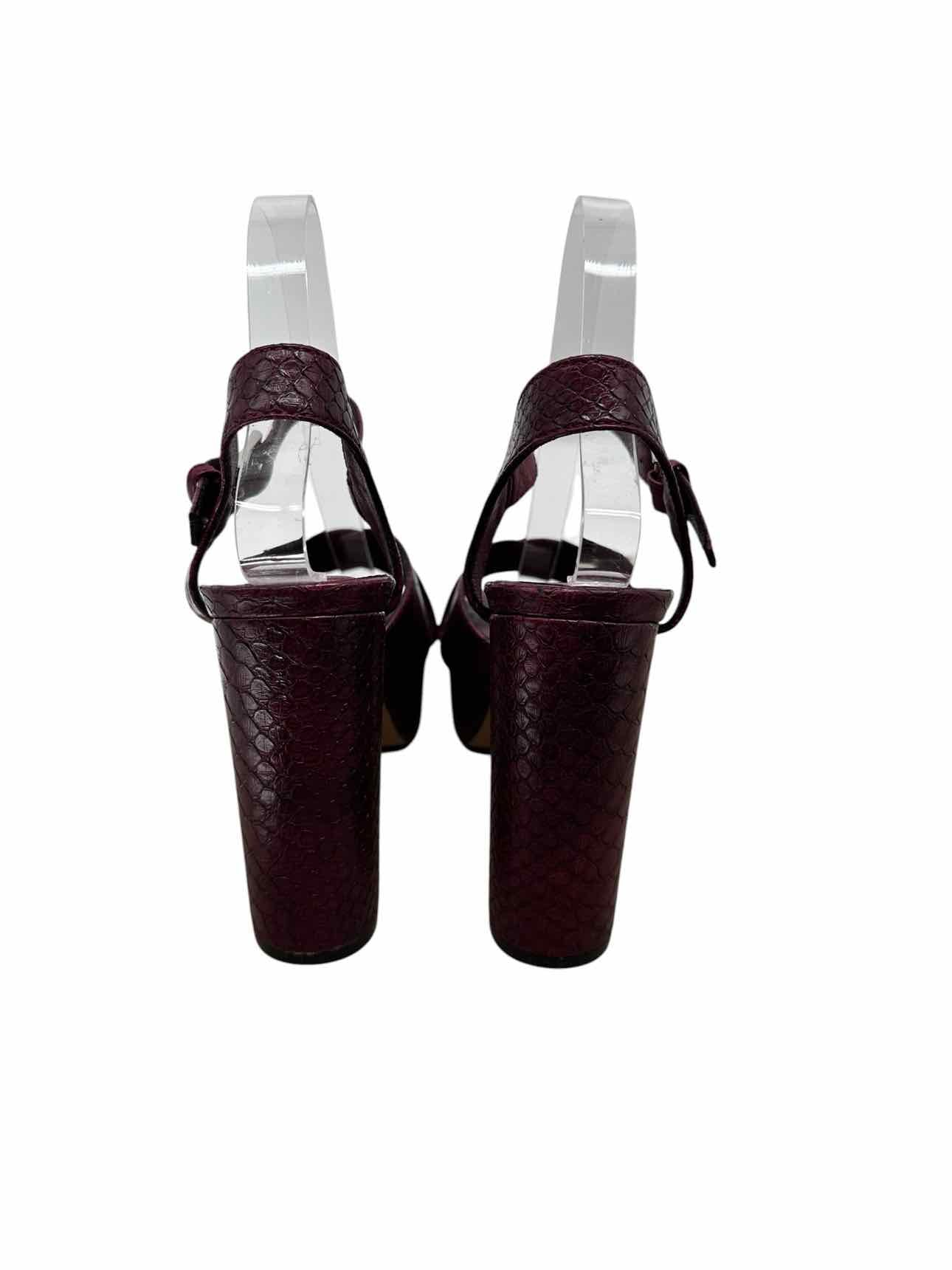 Shu Shop Eugenia Croc Embossed Platform Block Heel Maroon Shoe Size 8 **NEW**