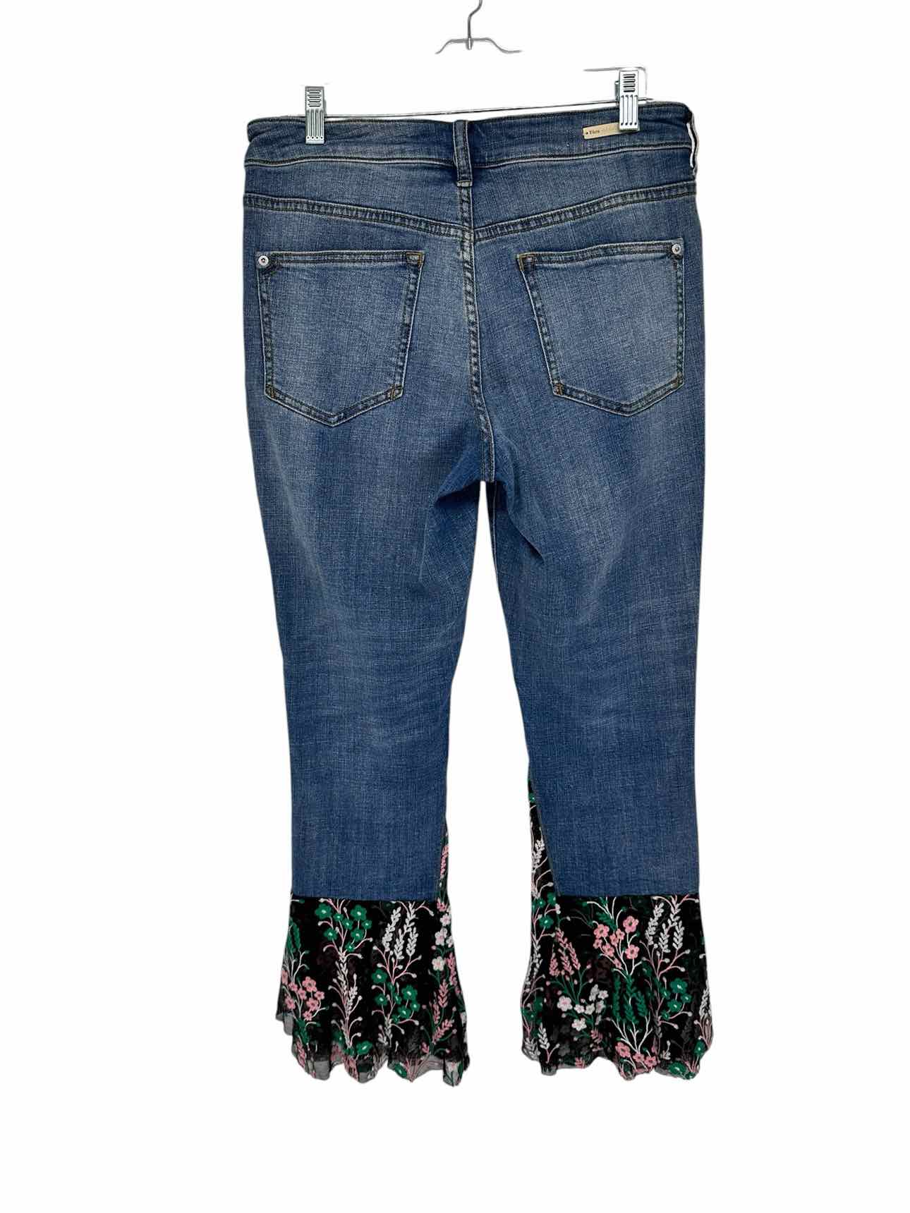 Pilcro and the Letterpress Flare Flounce Floral Hem Jeans Size 6