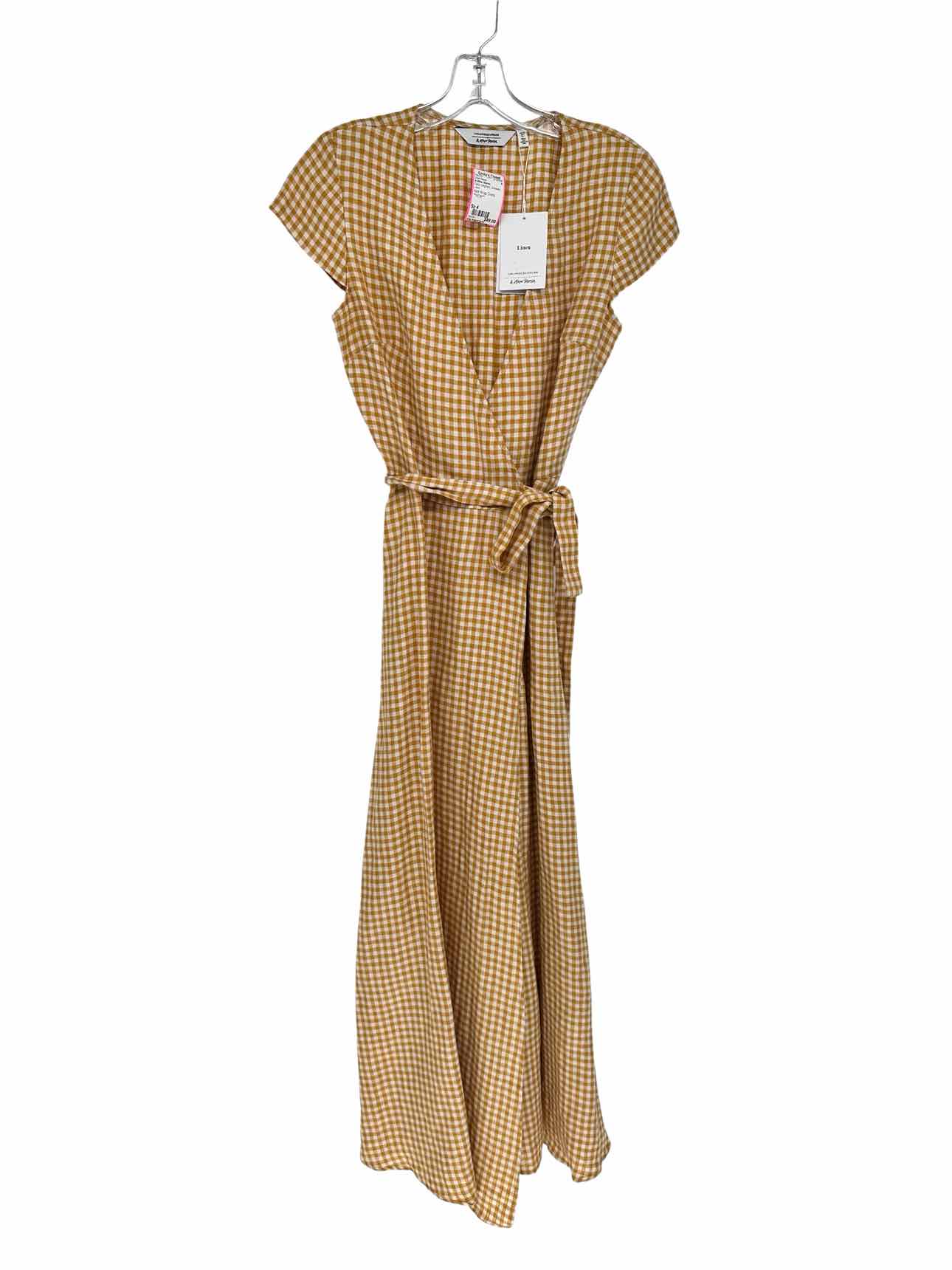 & Other Stories Gold Midi Wrap Dress Size 4 **NEW**
