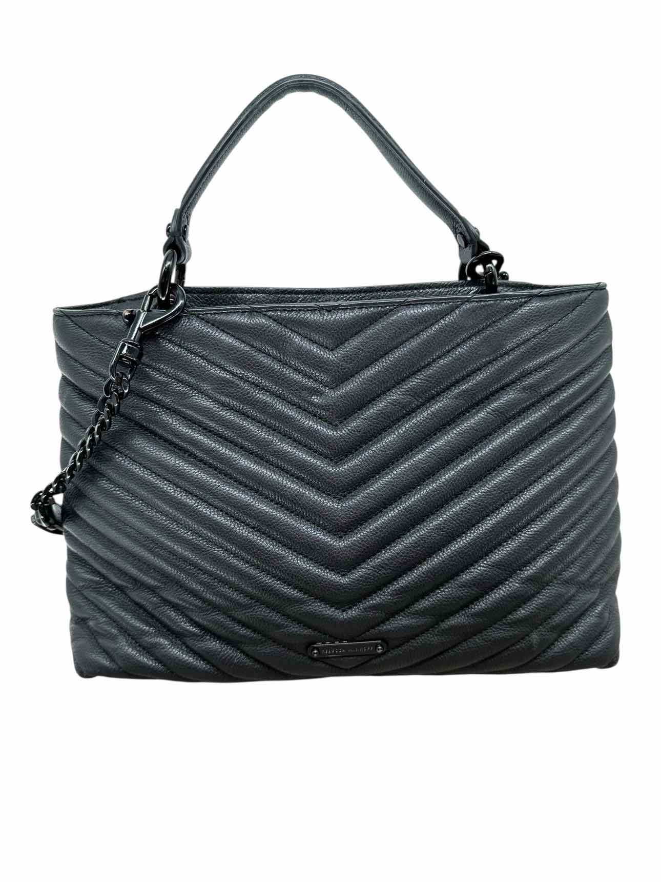 Rebecca Minkoff Edie Chevron Quilted Black Leather Shoulder Bag