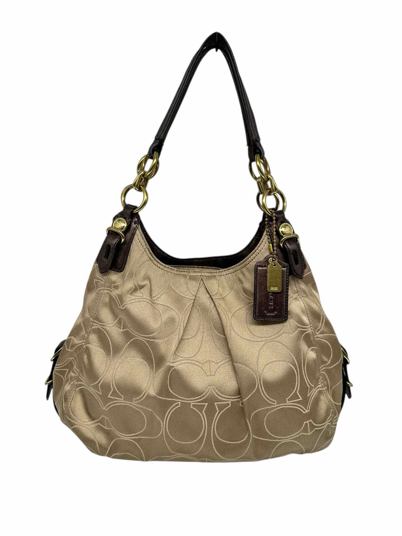 Coach Maggie Mia Signature Shoulder Bag w/ Leather Trim