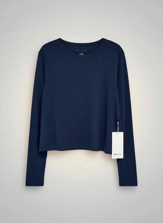 Lululemon Classic-Fit Cotton-Blend Long Sleeve Navy Size 12 **NEW**