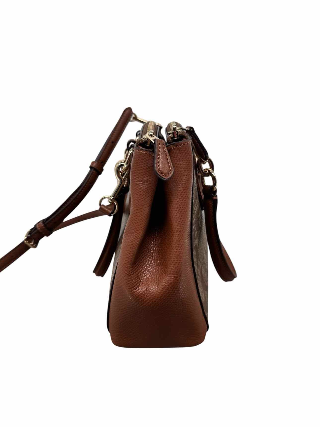 Coach Mini Christie Carryall Tan Coated Canvas Crossbody