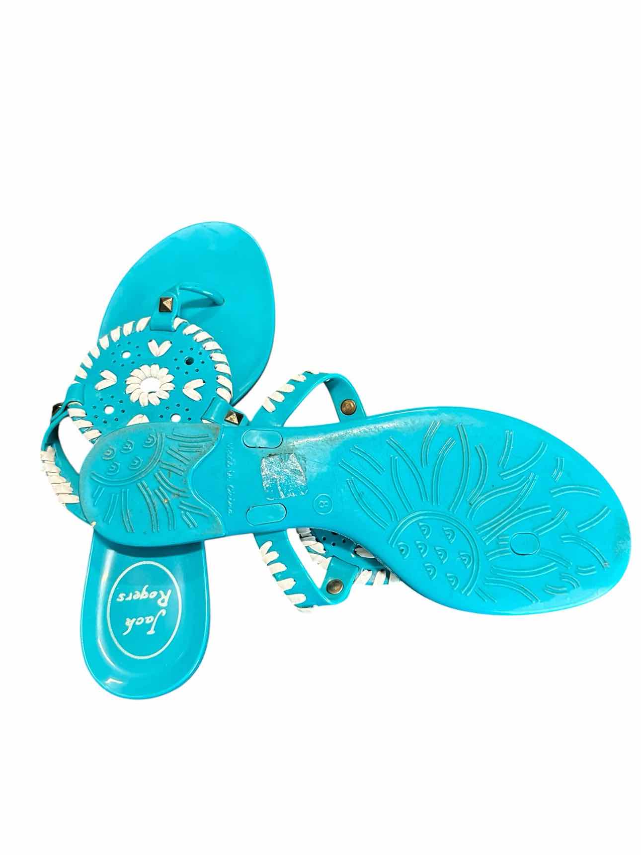 Jack Rogers Georgica Jelly Thong Sandal Turquoise Shoe Size 8