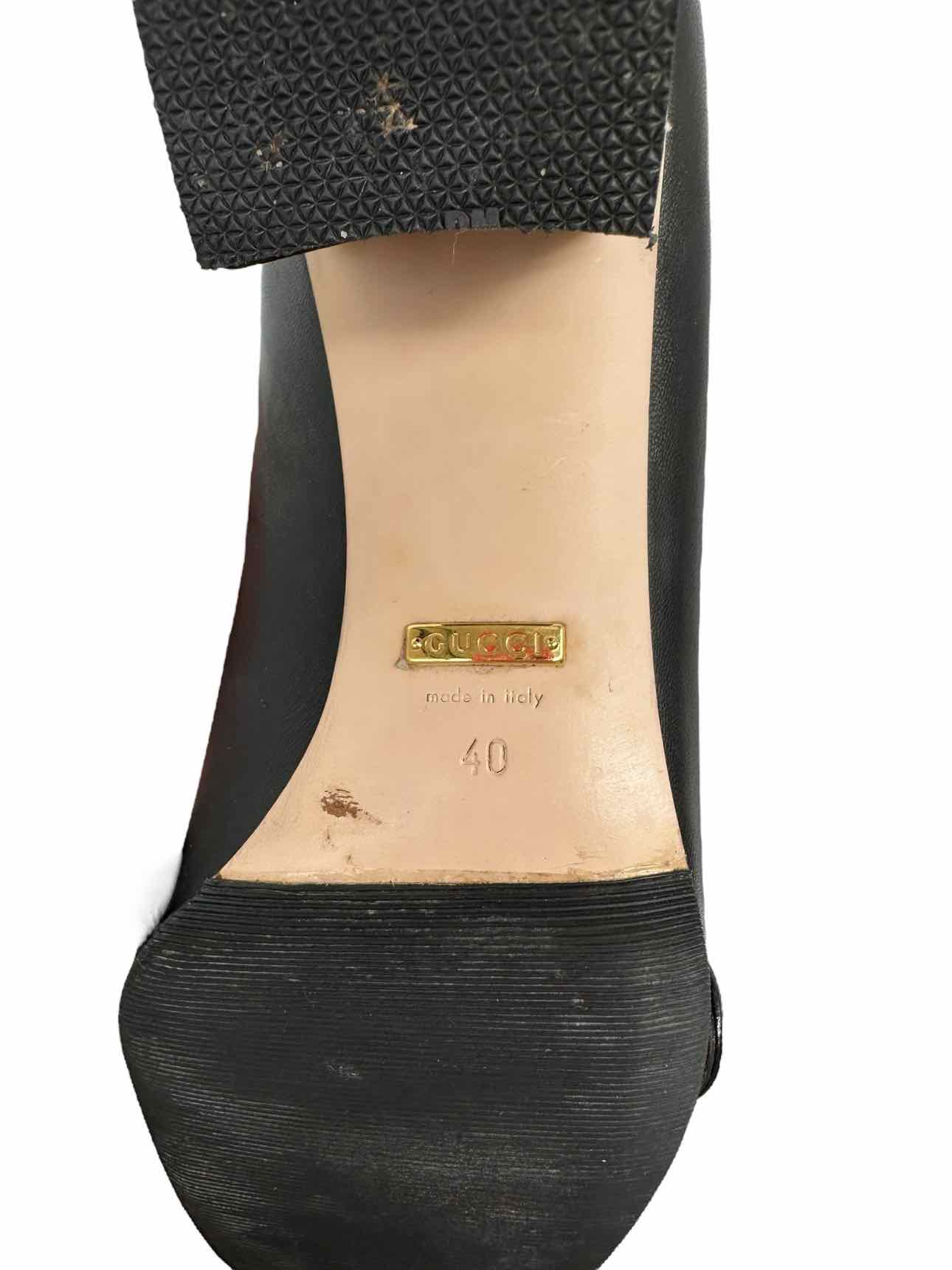 Gucci GG Marmont Fringe Block Heel Loafer Pump Black Shoe Size 9