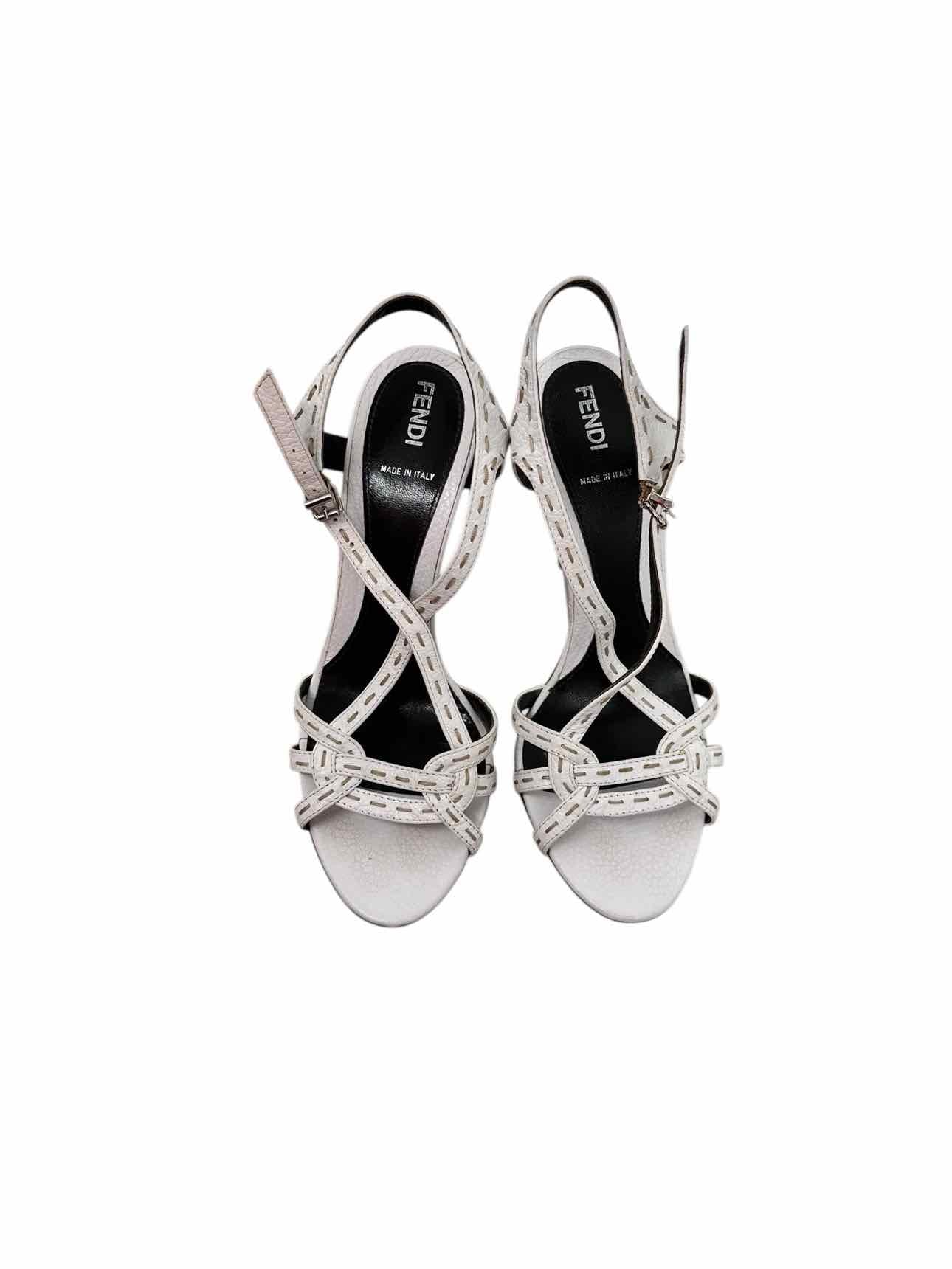 Fendi Jeans Sandalo Cuoio Romano Strappy Stilettos Shoe Size 7