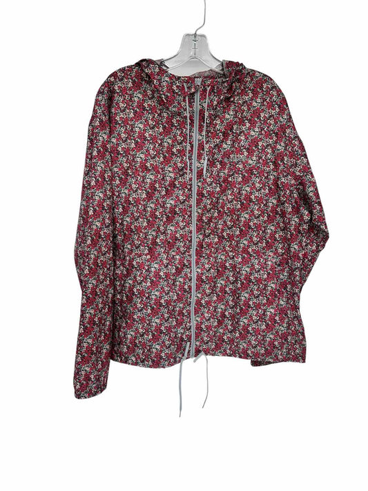 Columbia Red Floral Rain Jacket Size XL