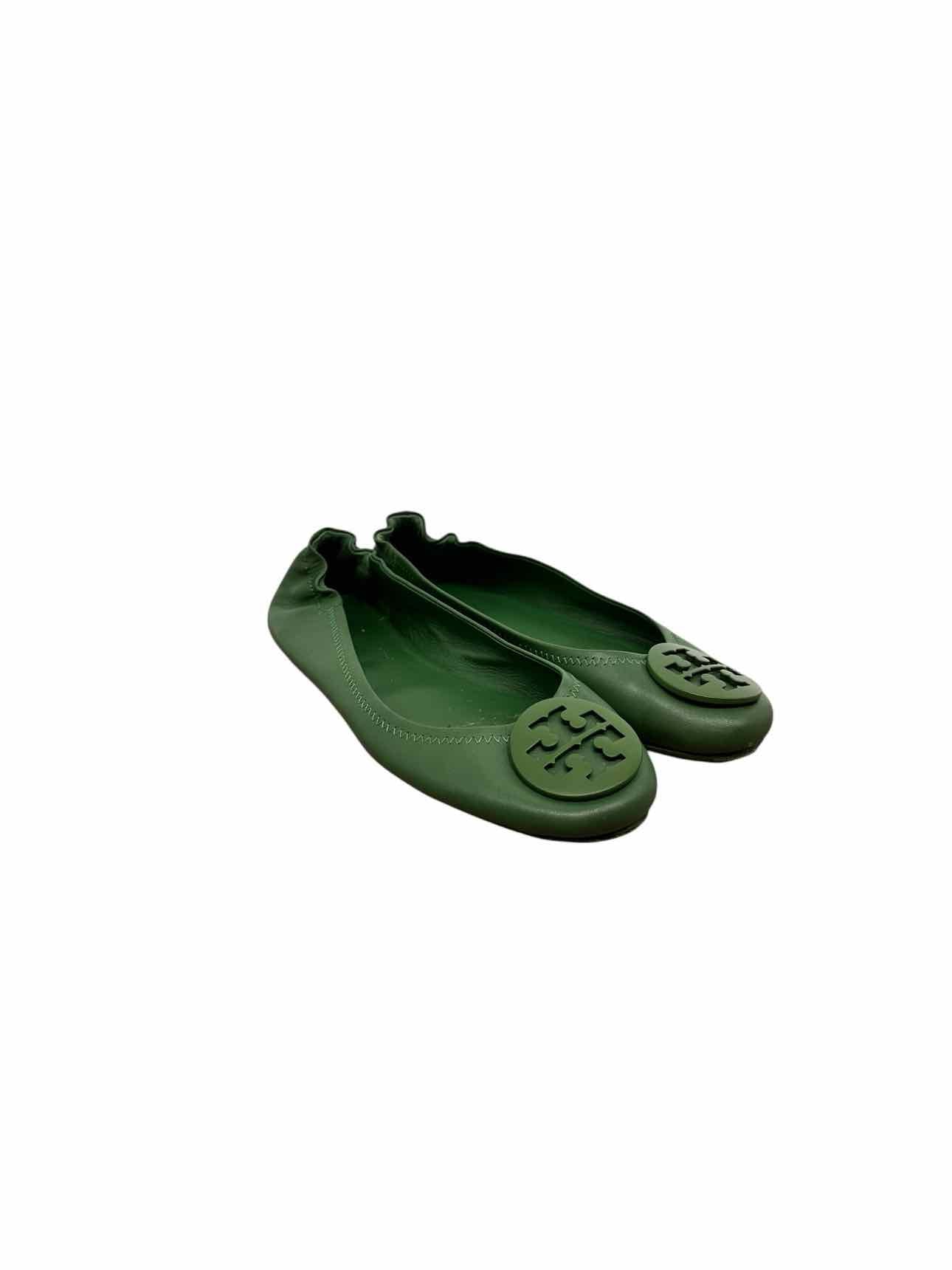 Tory Burch Green Minnie Travel Ballet Flats Shoe Size 7