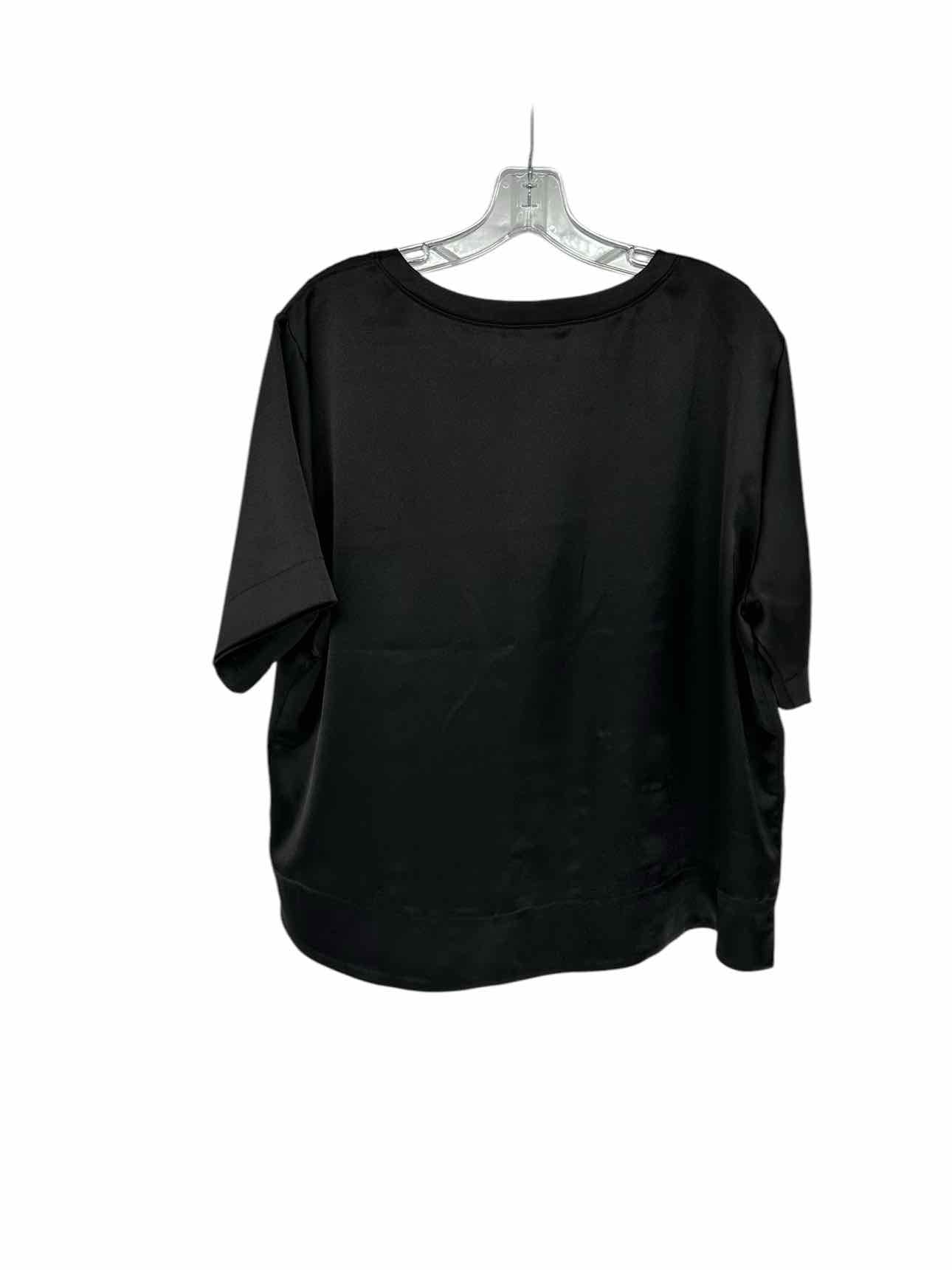 Spanx Black Satin Short Sleeve Top Size L