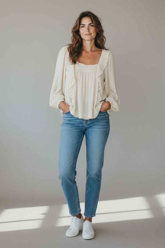 Free People Bonny Blouse Cream Size S