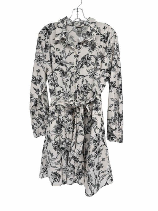 A New Day Beige Print Long Sleeve Dress Size L