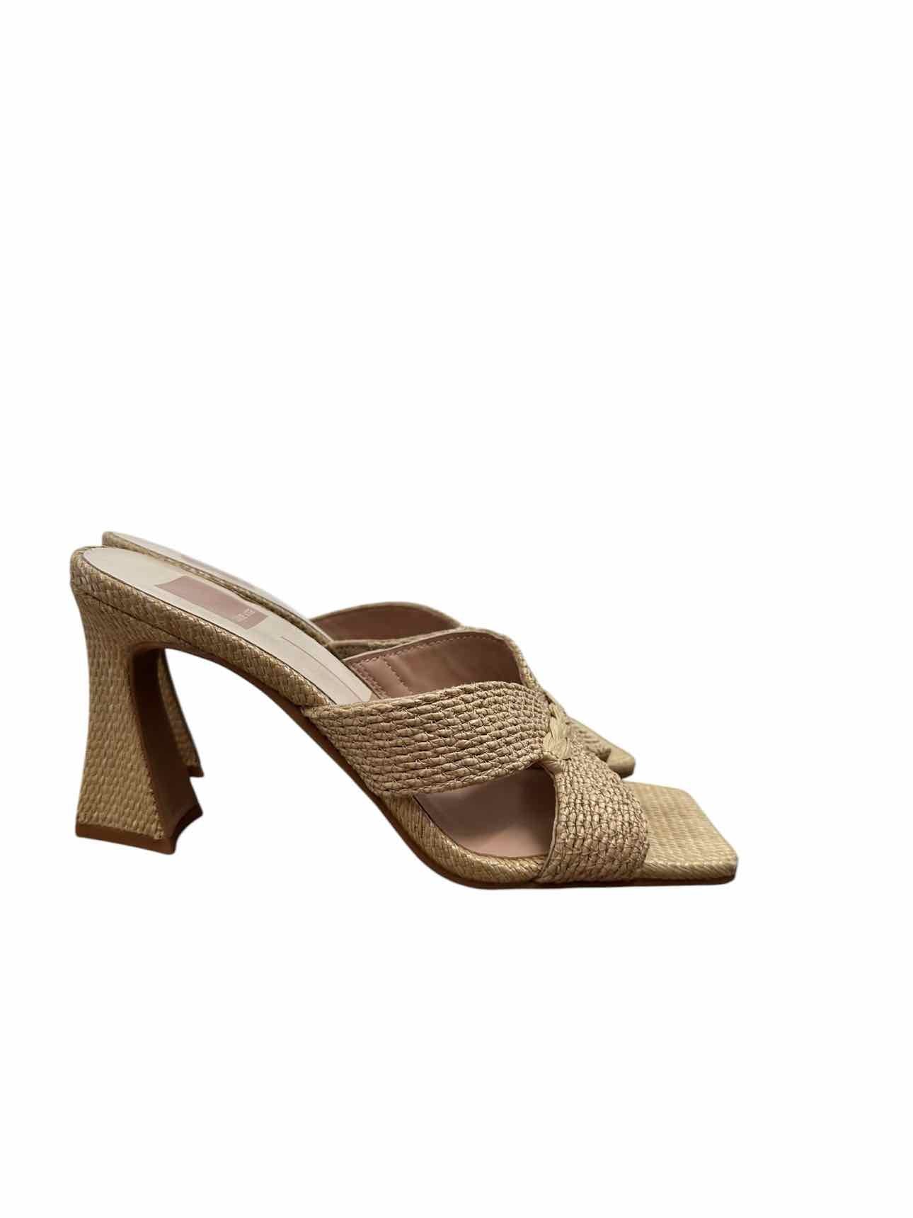 Dolce Vita Santiago Raffia Heels Beige Sandals Shoe Size 6