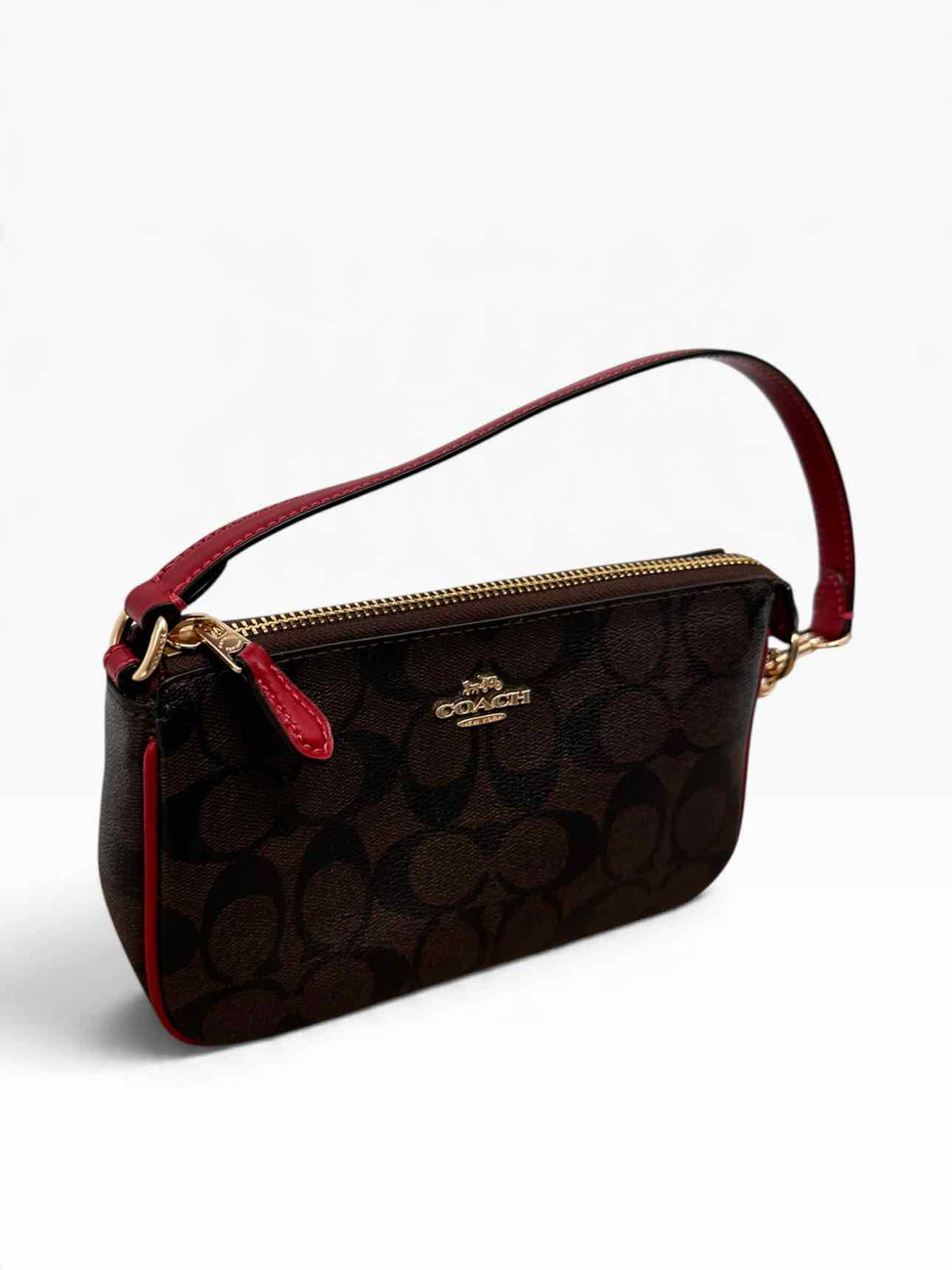 Coach Nolita Brown Coated Canvas Wristlet