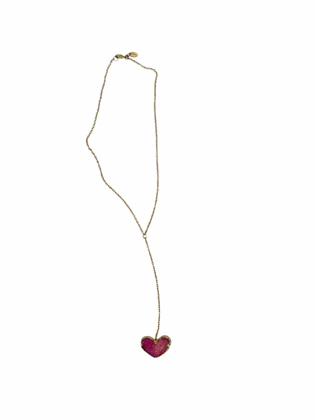 Oia Pink Druzy Agate Heart Y Necklace