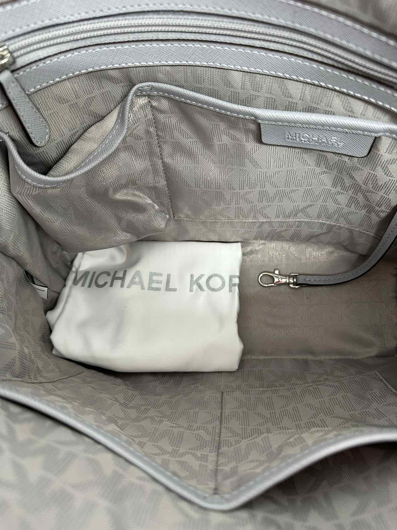 Michael Kors Gray Leather Charlotte Large Zip Top Tote