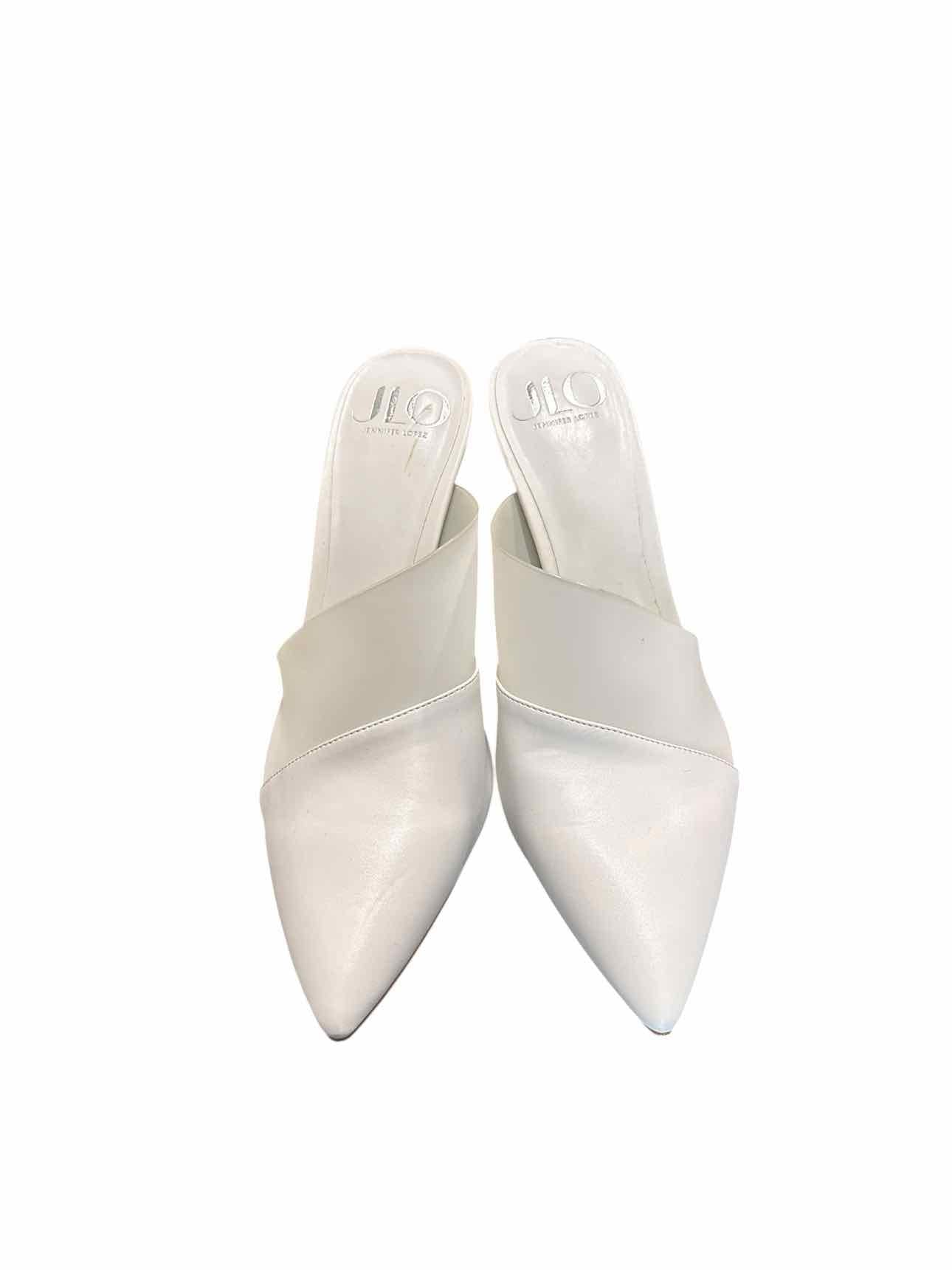 Jennifer Lopez Larina Heels White Mules Shoe Size 8.5