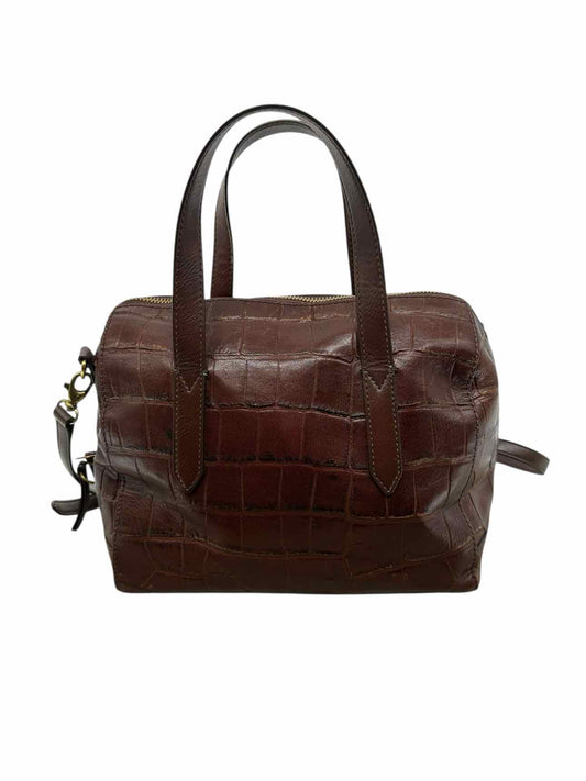 Fossil Sydney Satchel Croc Embossed Brown Leather Satchel