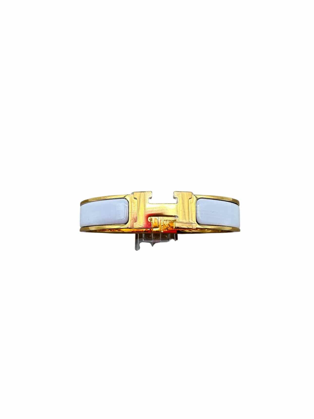 Hermes Clic H Bracelet PM in Yellow Gold & Blanc **NEW**