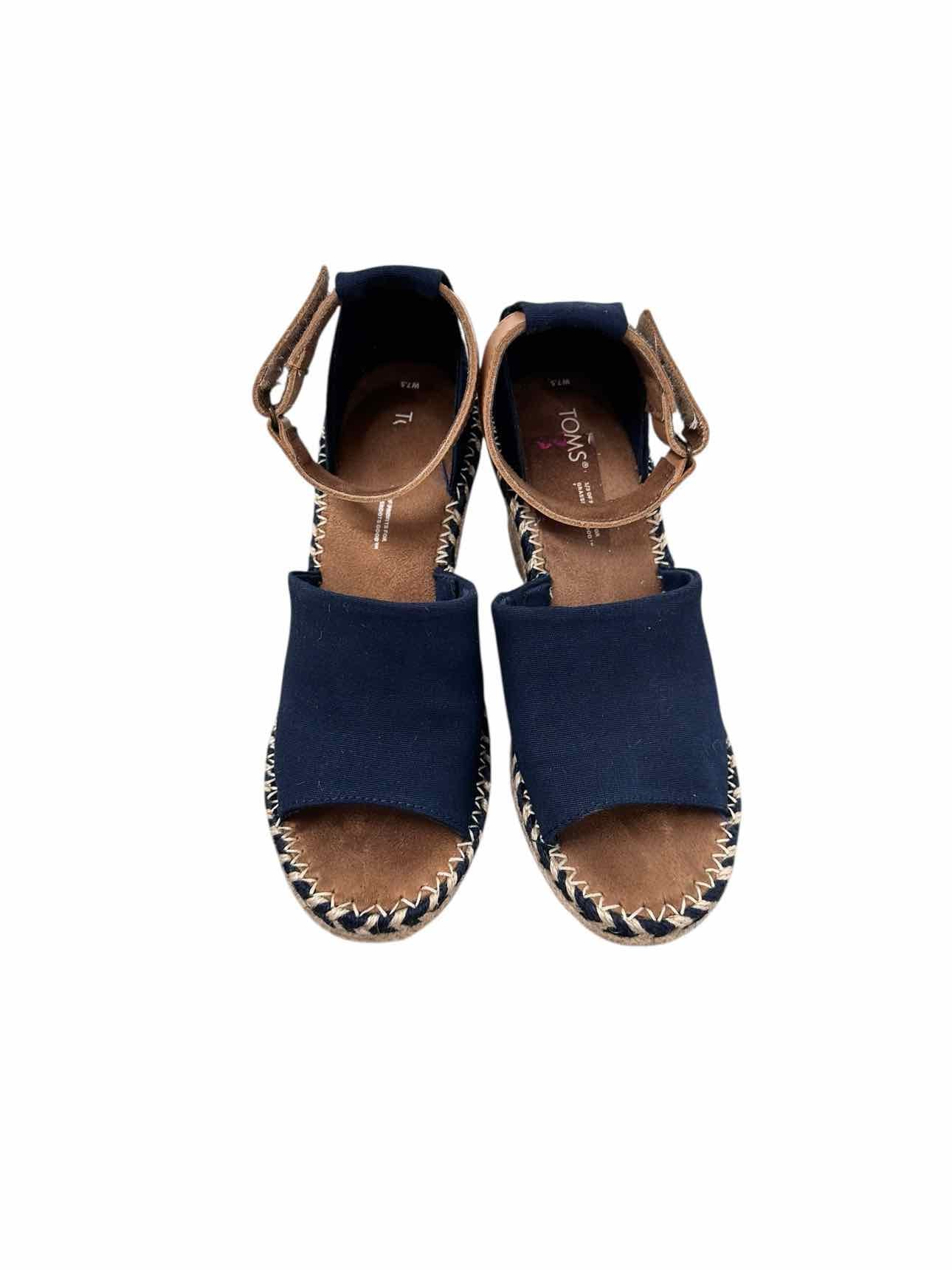 Toms Marisol Wedge Navy Shoe Size 7.5