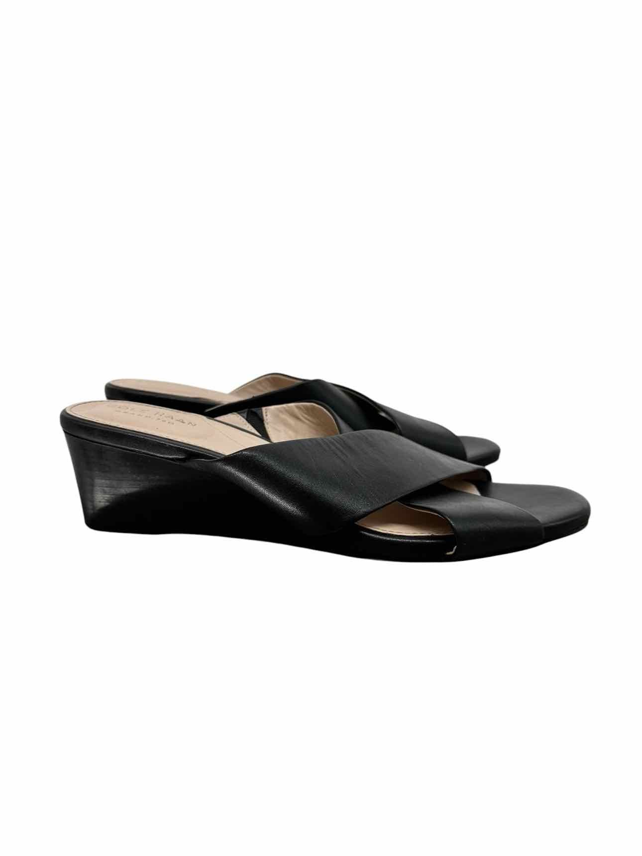 Cole Haan Black Wedge Sandals Shoe Size 7.5