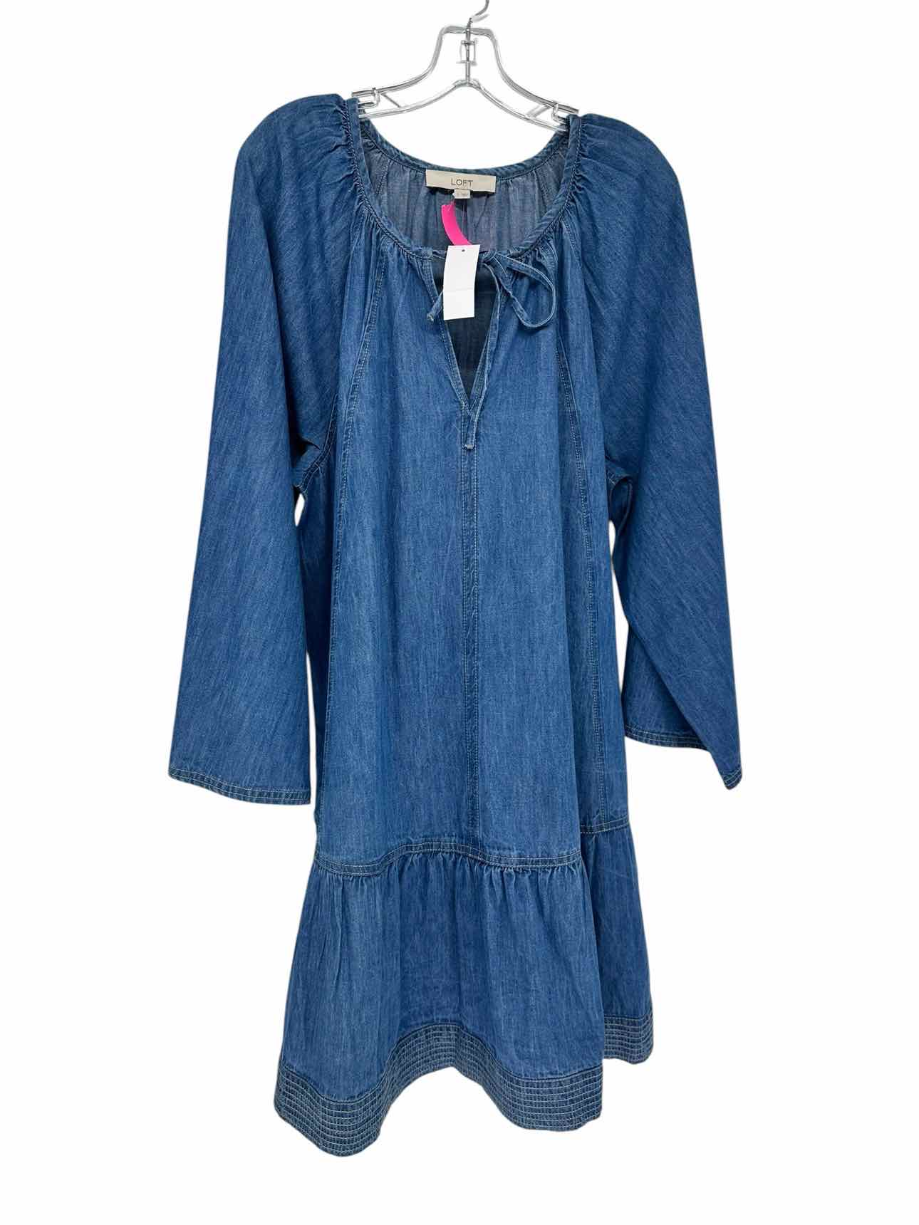 Loft Blue  Long Sleeve Dress Size L  **NEW**