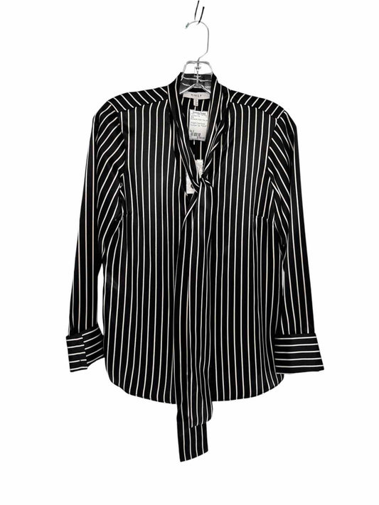 Milly Striped Charmeuse Nia Bow Top Black/white Size 2 **NEW**