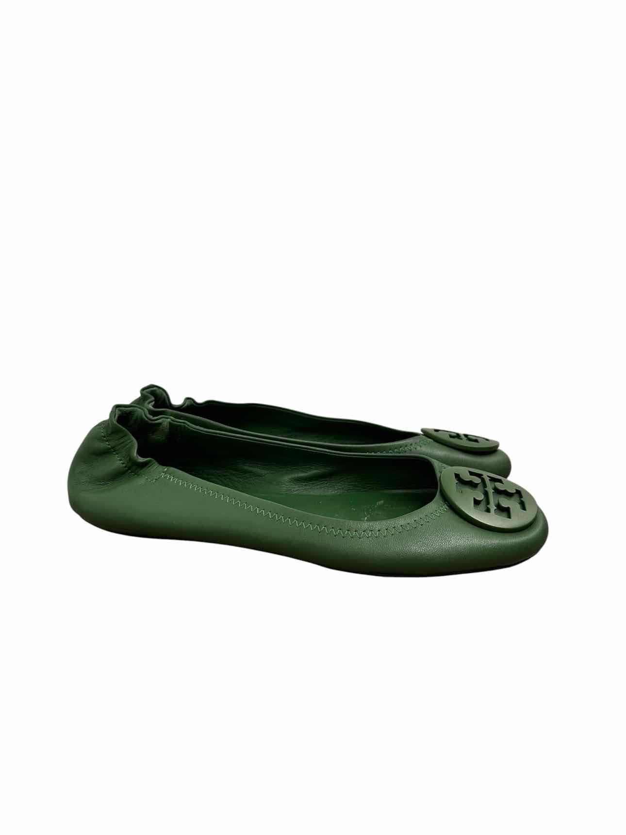 Tory Burch Green Minnie Travel Ballet Flats Shoe Size 7