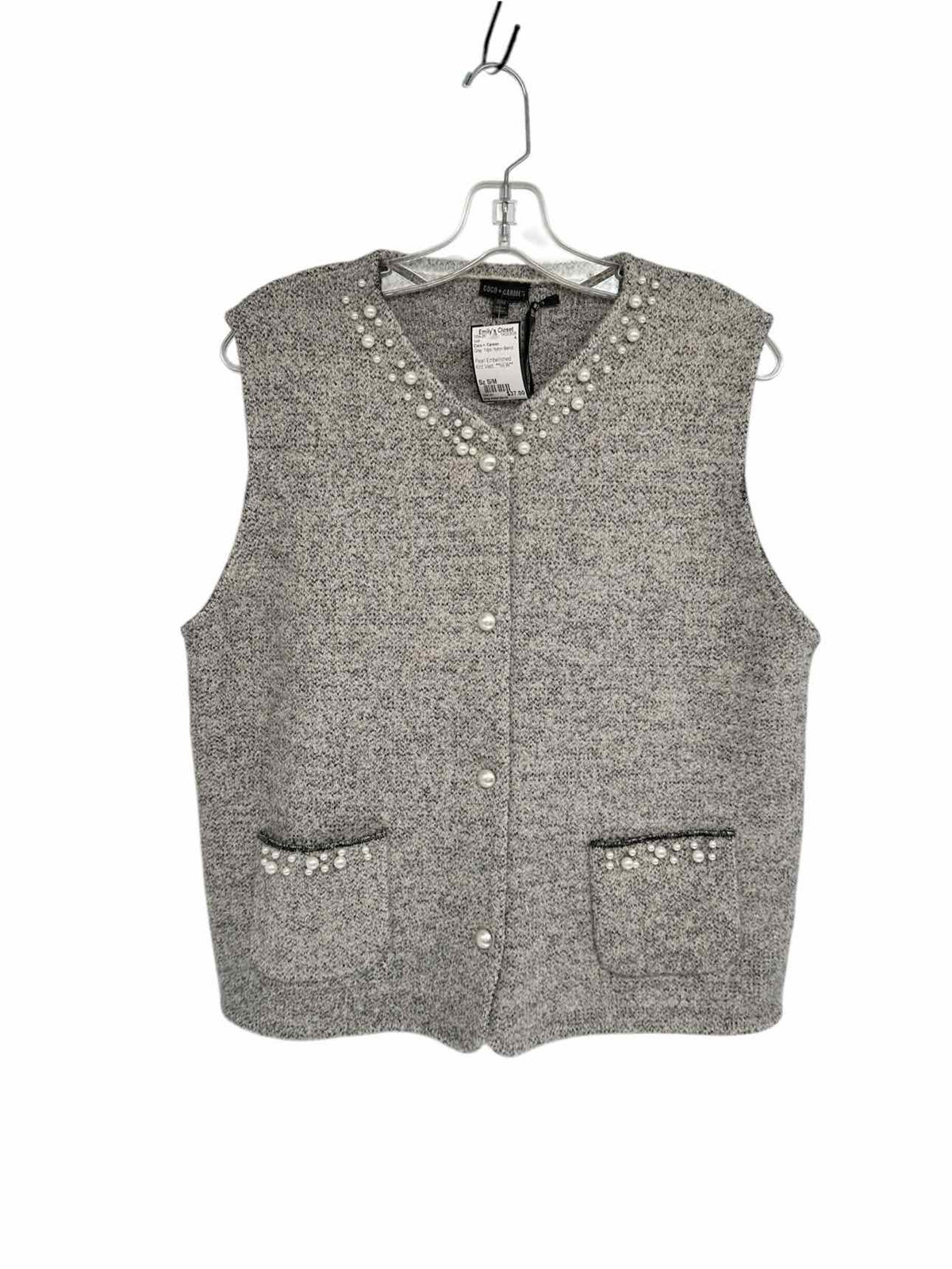 Coco +  Carmen Pearl Embellished Knit Vest Size S/M  **NEW**