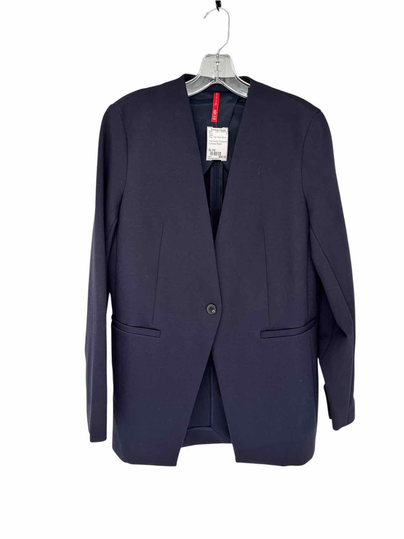 Spanx Navy The Perfect Collarless Cutaway Blazer Size XS