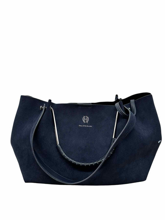 House of Harlow 1960 Luxe Satchel Navy Faux Suede Shoulder Bag