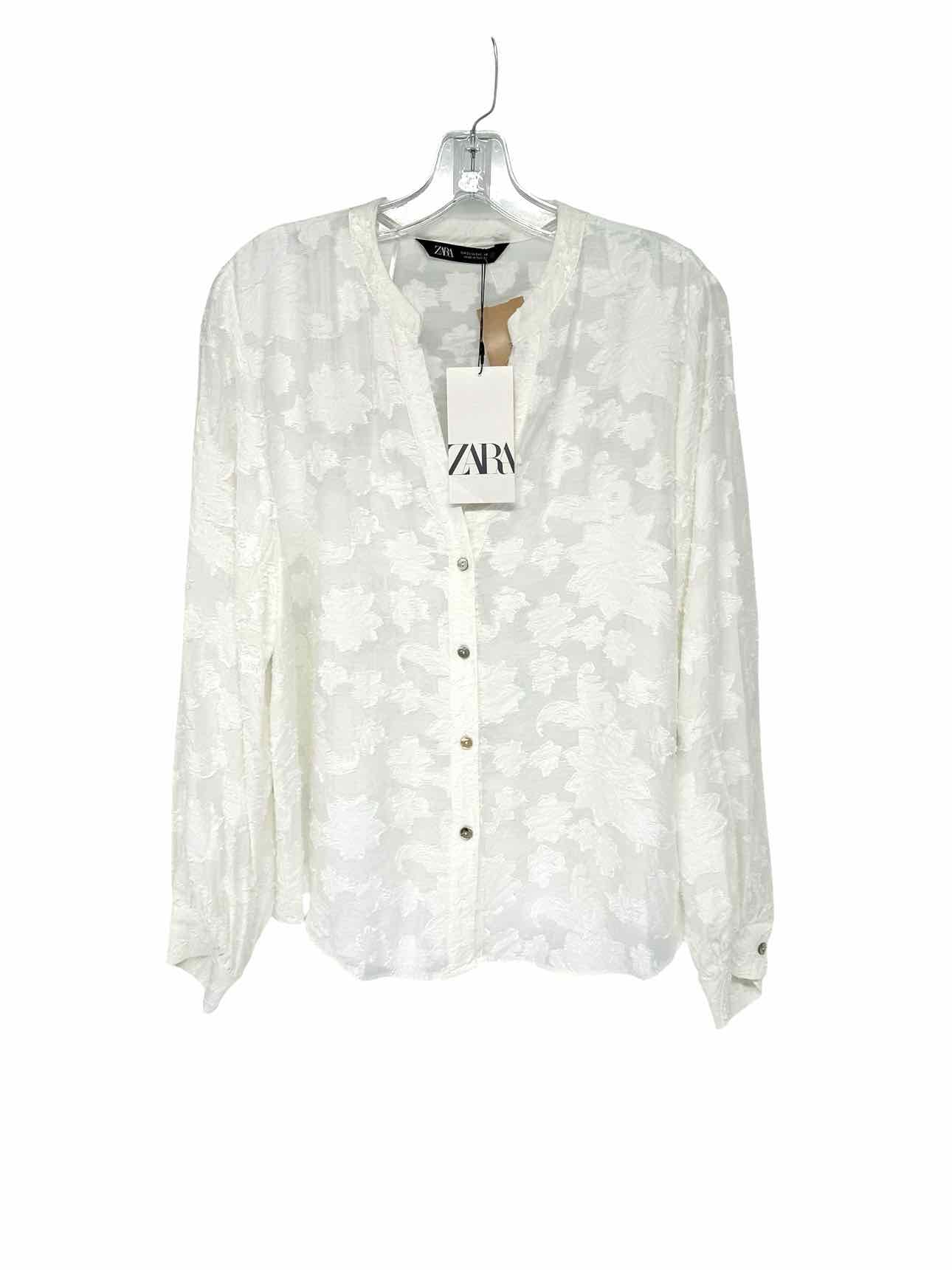 Zara White Long Sleeve Top Size S **NEW**