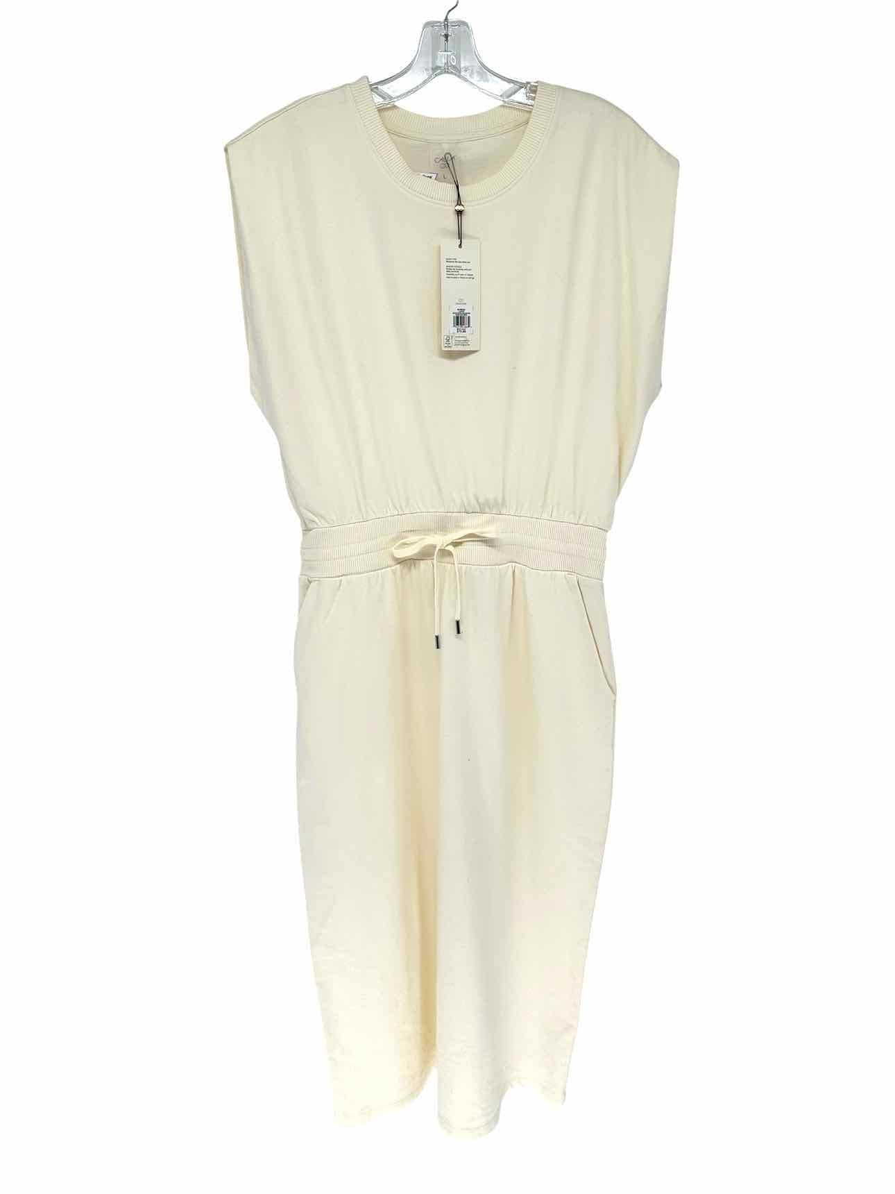 Calia Extended Shoulder Cream  Midi  Dress Size L **NEW**