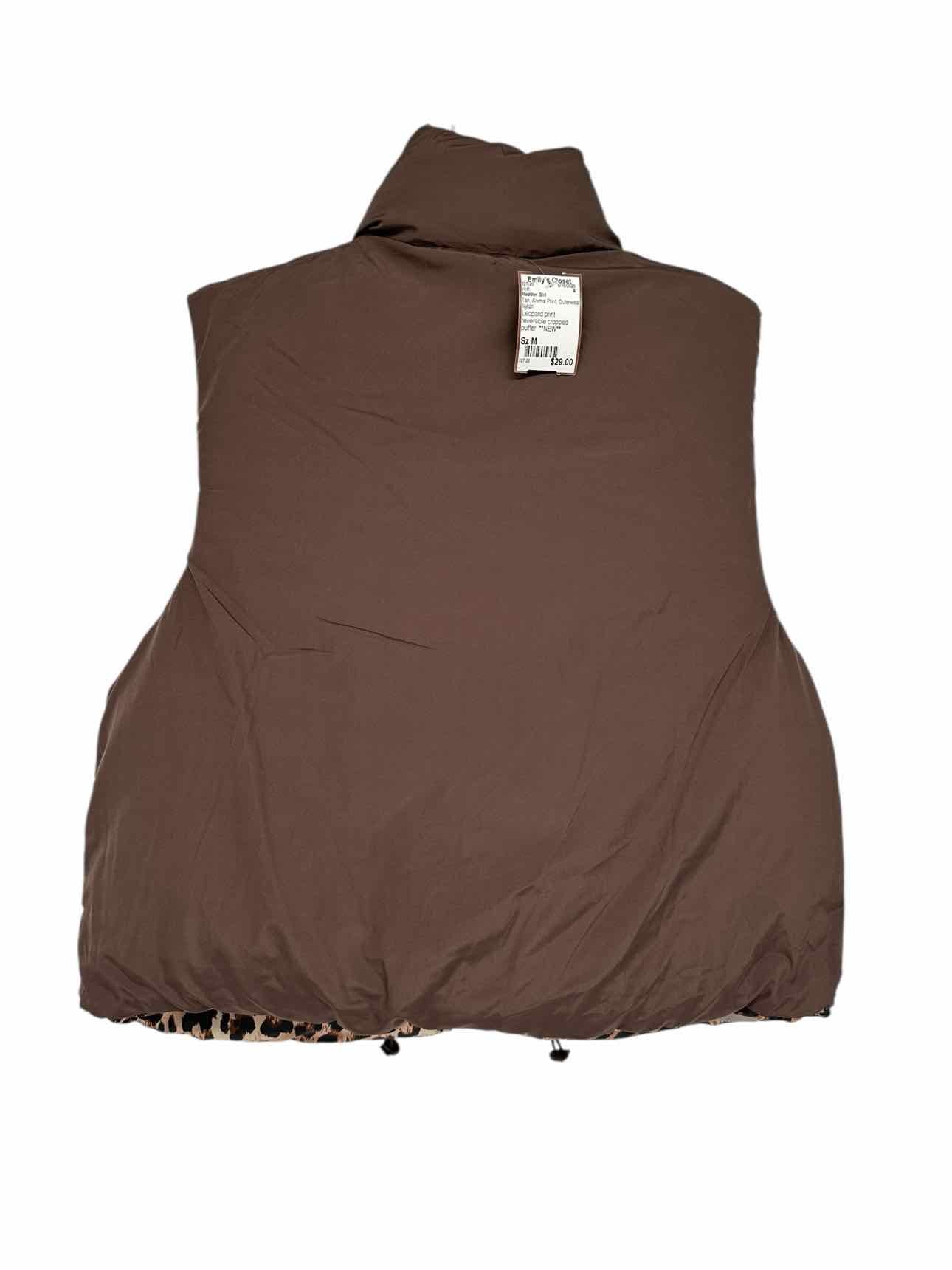 Madden Girl Reversible Tan Croppped Puffer Vest Size M **NEW**