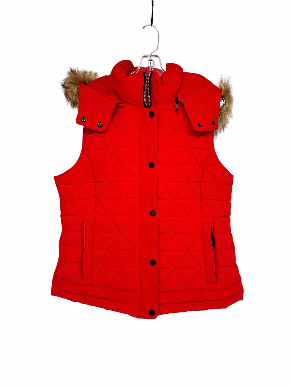 Marc New York Red Thea Puffer Vest Down Fill Detachable Hood Size XL