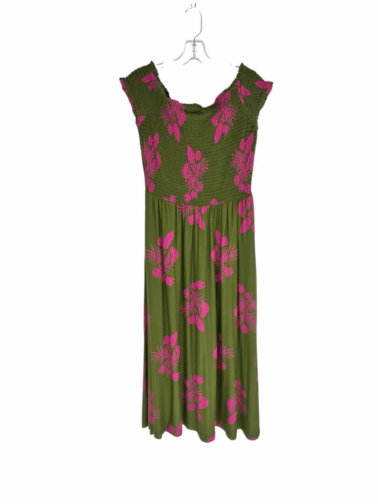 Boden Angelica Smocked Top Midi Dress Green Size 6R **NEW**