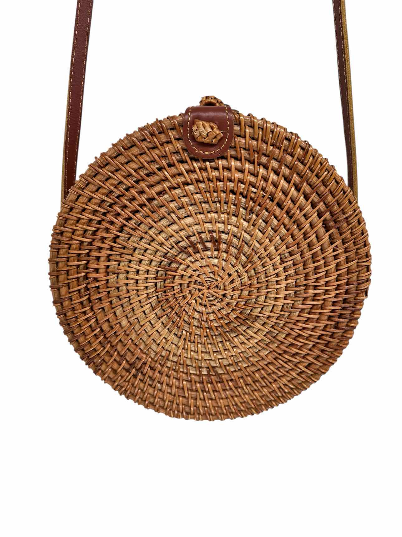 Tan Round Straw Bag