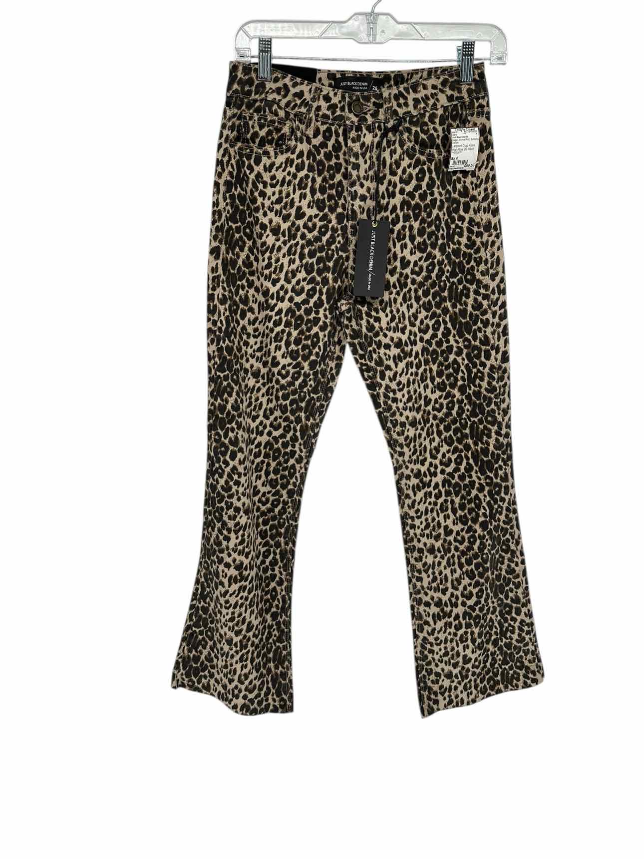Just Black Denim Leopard Crop Flare High-Rise Jeans Size 4 **NEW**