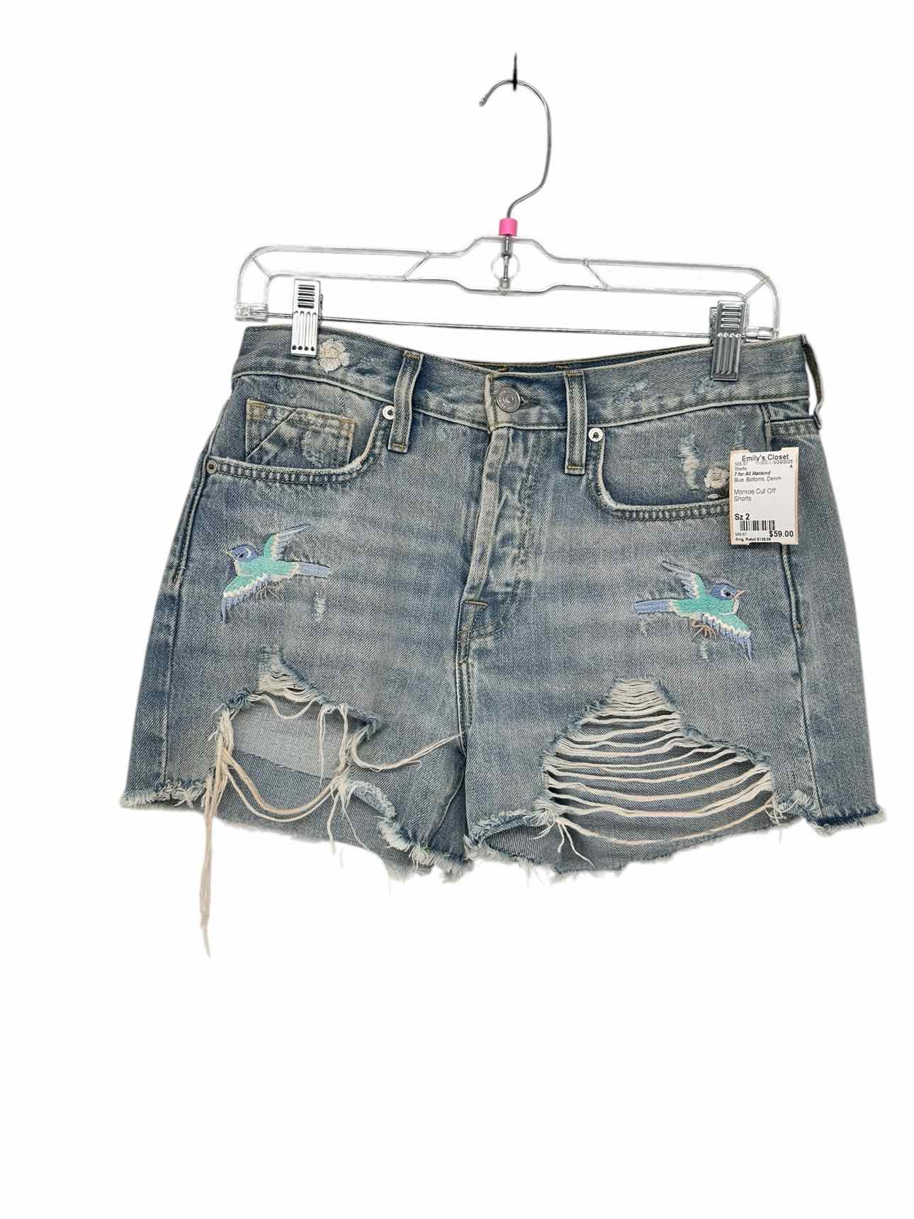 7 for All Mankind Monroe Cut Off  Blue Size 2