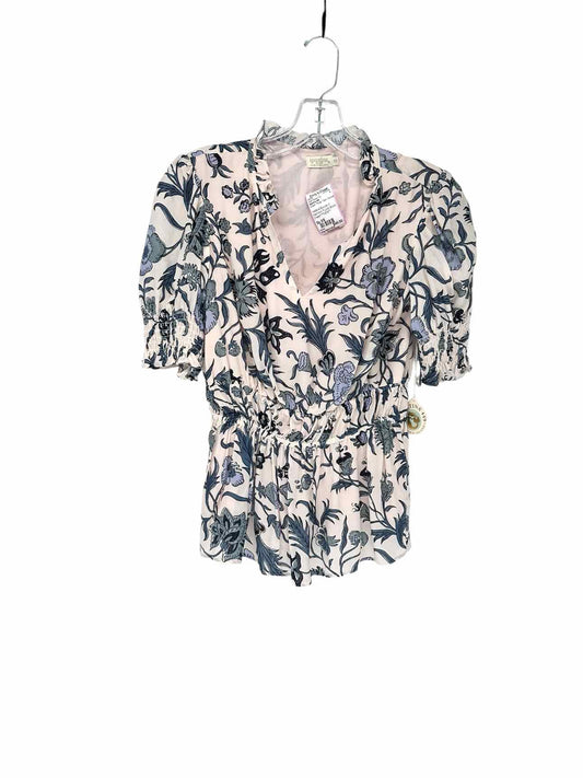 Spartina 449 Isadora Blouse Cream Short Sleeve Top Size XS **NEW**