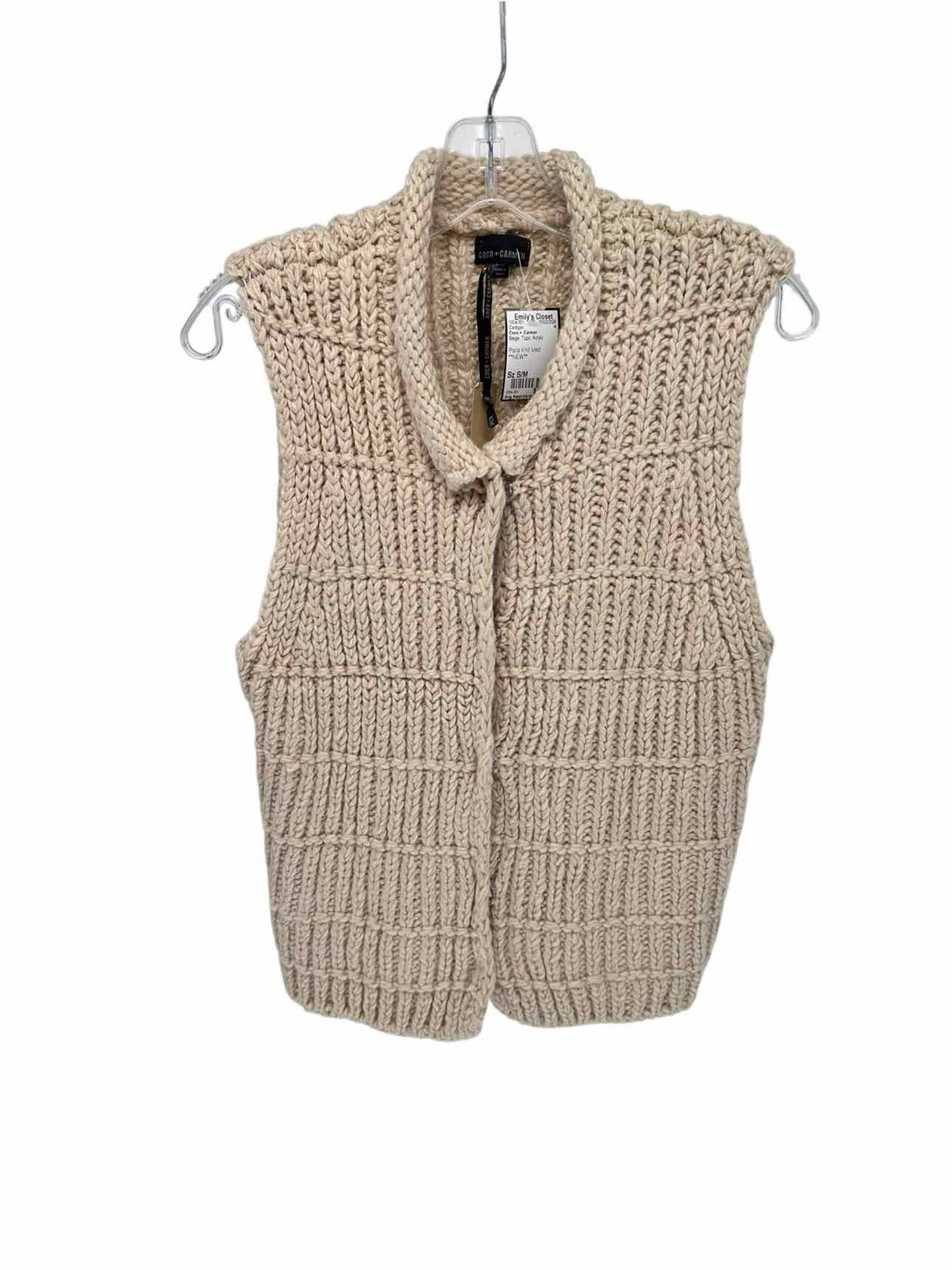 Coco +  Carmen Beige Palla Knit Vest Size S/M **NEW**